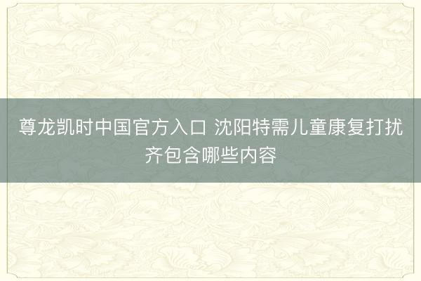 尊龙凯时中国官方入口 沈阳特需儿童康复打扰齐包含哪些内容