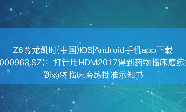 Z6尊龙凯时(中国)IOS|Android手机app下载 华东医药(000963.SZ)：打针用HDM2017得到药物临床磨练批准示知书