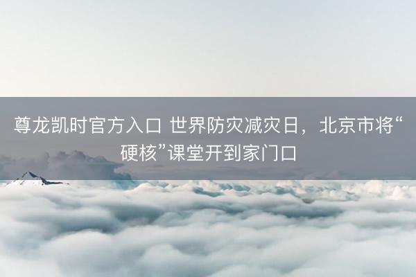 尊龙凯时官方入口 世界防灾减灾日，北京市将“硬核”课堂开到家门口