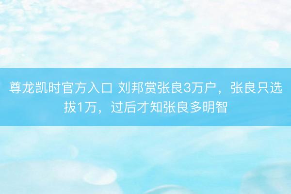 尊龙凯时官方入口 刘邦赏张良3万户，张良只选拔1万，过后才知张良多明智