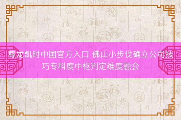 尊龙凯时中国官方入口 佛山小步伐确立公司技巧专科度中枢判定维度融会