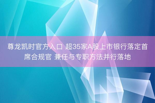 尊龙凯时官方入口 超35家A股上市银行落定首席合规官 兼任与专职方法并行落地