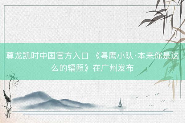 尊龙凯时中国官方入口 《粤鹰小队·本来你是这么的辐照》在广州发布