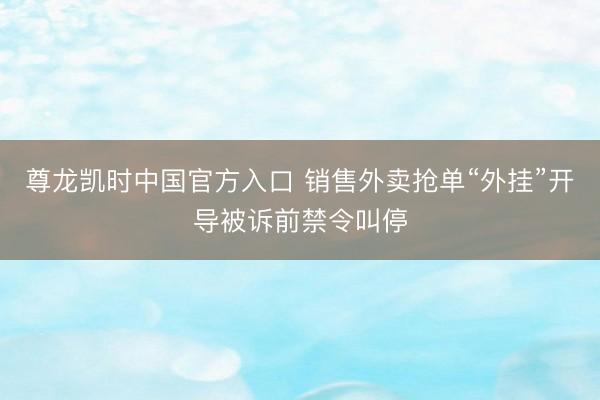 尊龙凯时中国官方入口 销售外卖抢单“外挂”开导被诉前禁令叫停